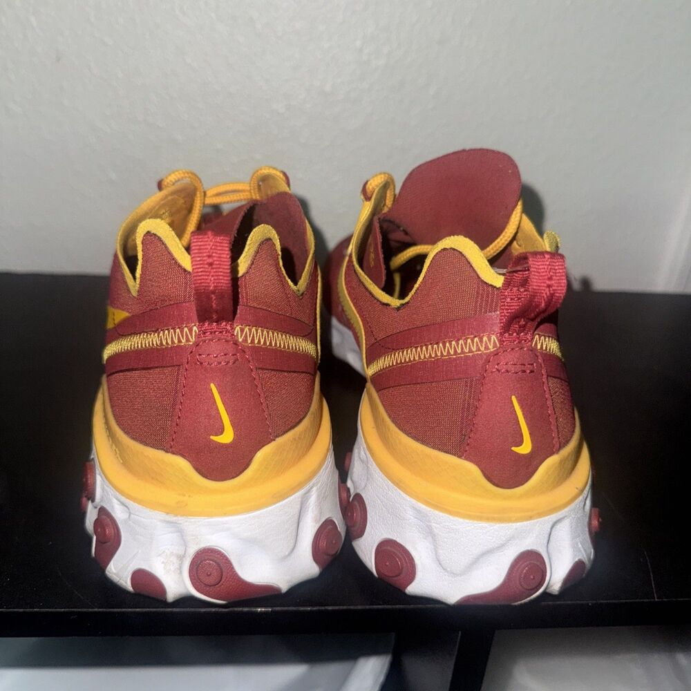 Nike React Element 55 USC Trojans Red Gold NCAA CK4853-600 Men's Size 10.5 - Picture 4 of 7